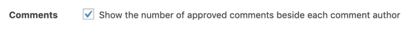 Akismet option to show number of approved comments beside each comment author.